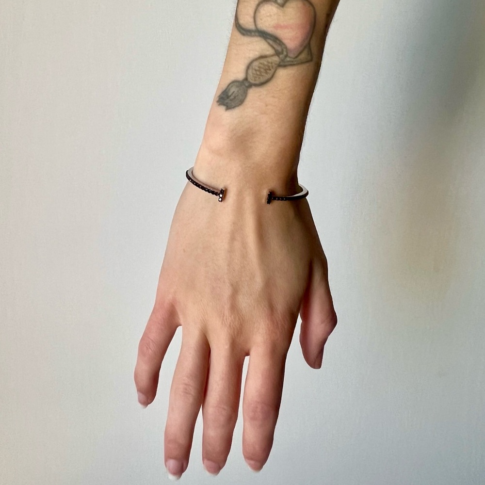 Black Spinel 🖤 Sterling Silver Cuff Bracelet ✝️